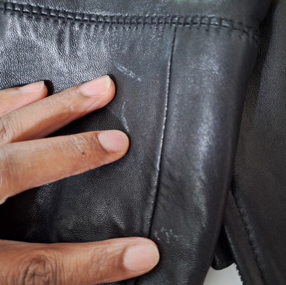 Jones New York Black Leather Stitch Detailed Coat - Picture 7 of 16